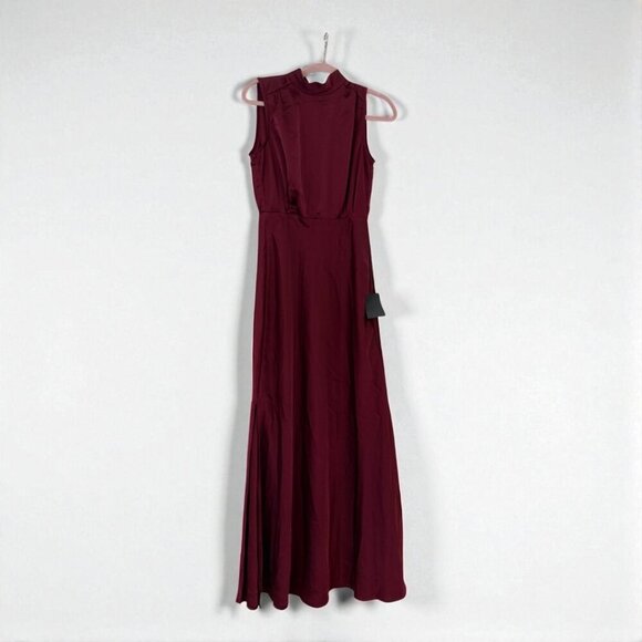Lulus Classic Elegance Plum Chiffon Sleeveless Mock Neck Maxi Dress Size Small - Picture 4 of 9